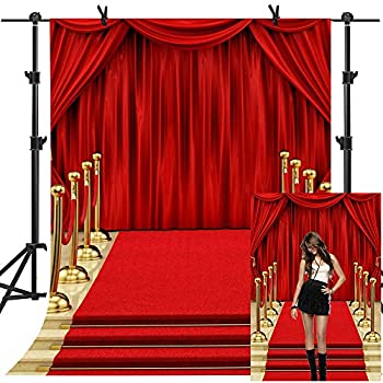 【中古】【輸入品・未使用】Mme Backdrop 5?x 7ftレッドカーテン背景Hollywoodレッドカーペットステージアップグレード素材シームレスなビニールフォトスタジオ小道具nanme