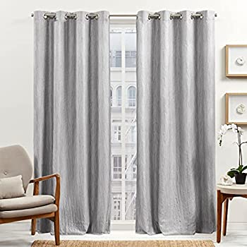 【中古】【インポート品・未当て嵌める】Exclusive Home Curtains レイア遮光窓かけ グロメットトップ 50x84in しろがね色