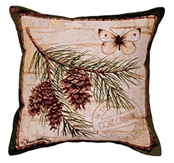 【中古】【輸入品・未使用】Pinecone Branch Butterfly Tapestry Toss Pillow