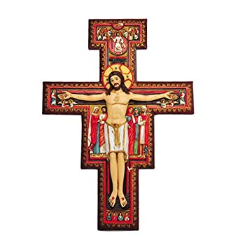 【中古】【インポート品・未当て嵌める】12inSan Damiano Crucifix脂組織宗教壁Statue Figurine その他-キッチン用品・食器・調理器具