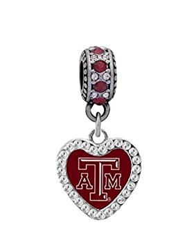【中古】【輸入品・未使用】Texas A & Mクリスタルハートチャームフィットヨーロピアンスタイル大きな穴ビーズブレスレットパーソナリティ、反射、Silverado and More