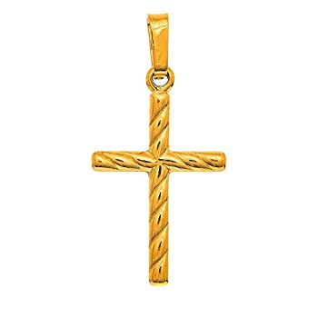 【中古】【輸入品・未使用】jewelstop 14?Kソリッドイエローゴールドシャイニークロスチャームペンダント