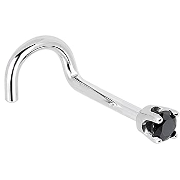 【中古】【輸入品・未使用】Body Candy ソリッド 14K ホワイトゴールド 2mm ブラック キュービックジルコニア 右 鼻 スタッド スクリュー 18ゲージ 1/4インチ