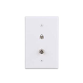 【中古】【輸入品・未使用】Eaton 3536???4?W-lフラッシュマウントMidサイズウォールプレート電話ジャックと同軸4芯付き、ホワイト