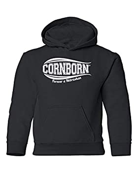 【中古】【輸入品・未使用】CornBorn Nebraska ユース フード付きスウェットシャツ Forever a Nebraskan M ブラック