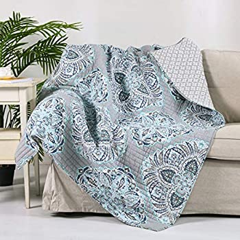 【中古】【インポート品・未当て嵌める】Levtex Home - Tania キルト投げること 50x60 - 薄墨色 スパ 白いこと - 綿織物