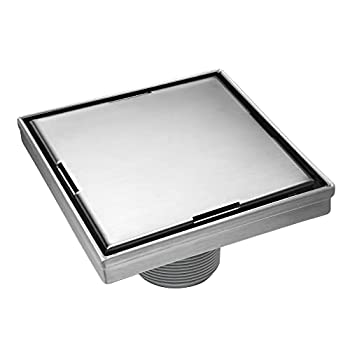 【中古】【輸入品・未使用】HEATGENE 4インチ 正方形 シャワードレイン フラットカバー付き ステンレススチール シャワーフロアドレイン 2イン1 フラット&タイルインサート