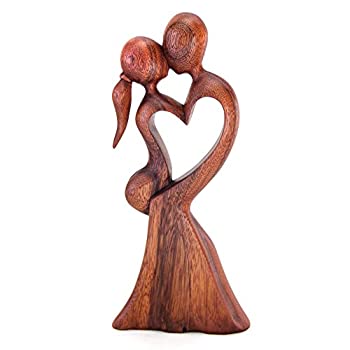 【中古】【輸入品・未使用】NOVICA Loves Kiss 木製彫刻