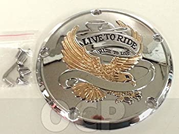 【中古】【輸入品・未使用】ダービーカバーLive To RideクロームW /ゴールドfor Harley Electra Glide 1999???2015?W / Gskt