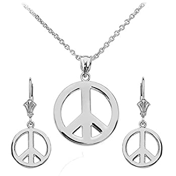 【中古】【輸入品・未使用】Peace Sign Symbolネックレスとスターリングシルバーレバーバックぶら下がりイヤリング シルバー｜スカイマーケットプラス