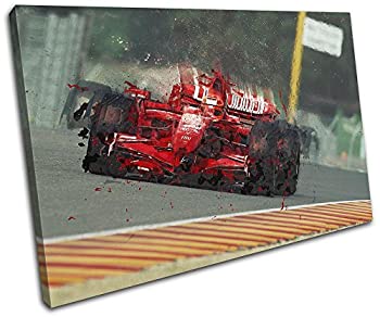 【中古】【輸入品・未使用】太字ブロックデザイン???Formula One Racing CarレッドスポーツSingleキャンバスアートプリントボックスフレーム壁吊り下げ???Hand Made I
