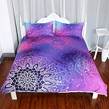 【中古】【インポート品・未当て嵌める】(Full) - Arightex Iridescent Pink Purple Blue Mandala Duvet Cover 3 Pcs Bling Glitter Bedding Set Girly Duvet Cover (Full) キッチン用品・食器・調理器具-その他