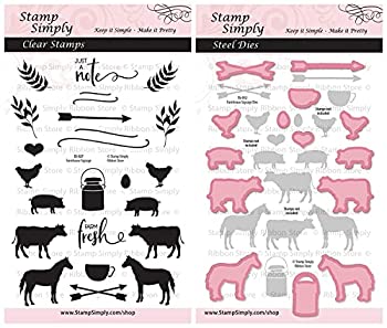 【中古】【輸入品・未使用】Stamp Simply Clear スタンプ ファームハウス 看板 農場 動物 牧場 テーマ サイコロ 2パック 4x6インチ シート 36枚