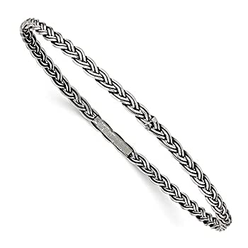 【中古】【輸入品・未使用】925スターリングシルバー アンティーク 3.5mm スリップオン バングル ブレスレット