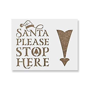 【中古】【輸入品・未使用】Santa Please Stop Here ステンシルテンプレート 壁や工芸用 再利用可能なステンシル 小さなサイズと大きなサイズの絵画 55\"x35\"