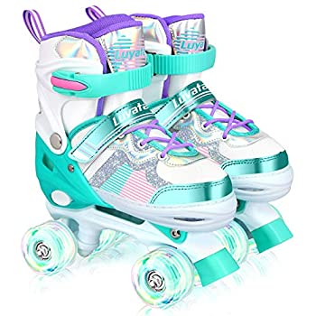 【中古】【輸入品・未使用】ローラースケート キッズ 男の子 女の子 4サイズ 調節可能 ローラースケート ライトアップホイール付き 子供用 (S、グリーン)｜スカイマーケットプラス