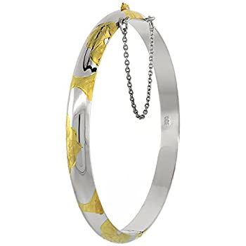 【中古】【輸入品・未使用】スターリングシルバーバングルブレスレット2トーンフローラルパターン刻印1?/ 4インチ幅