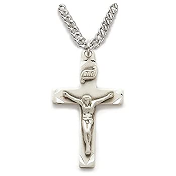 【中古】【輸入品・未使用】2.5cm Sterling Silver Engraved Crucifix on 50cm chain