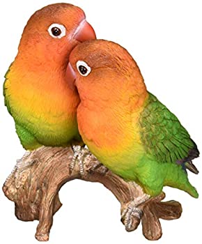 【中古】【インポート品・未当て嵌める】hi-line差し上げ物Ltd。Parrots On Branch Garden Statue オレンジ色 87758-C