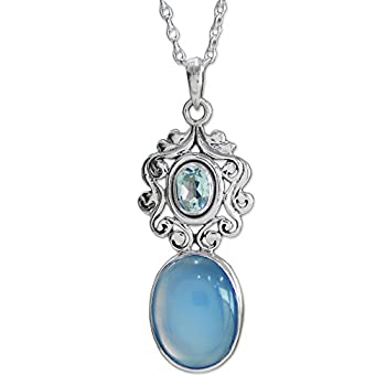 【中古】【輸入品・未使用】Novica multi-gem玉髄。925スターリングシルバーペンダントネックレス、18、" ' Harmoniousブルー'｜スカイマーケットプラス