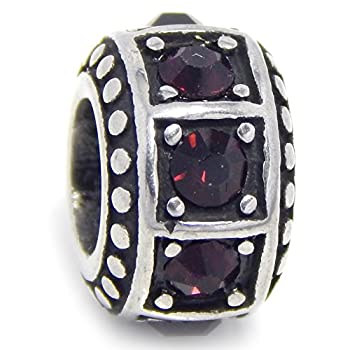 【中古】【輸入品・未使用】ステンレススチールDarkパープル誕生石クリスタル正方形Ronelleスペーサーチャームビーズ、ヨーロピアンスネークチェーンブレスレット