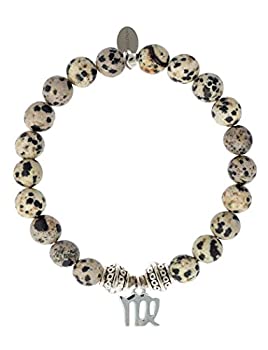 【中古】【輸入品・未使用】EvaDane自然Dalmation Jasperチベットビーズジェムストーン乙女座チャームストレッチブレスレット