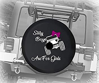 【中古】【輸入品・未使用】JL スペアタイヤカバー Silly Boys for Girls Offroad 4x4 キュート SUV JL アクセサリー バックアップカメラ付き 2018+ブラック サイズ32インチ