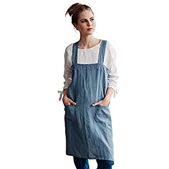【中古】【輸入品・未使用】MagicLinen ジャパニーズスタイルリネンエプロン フロントポケット付き 無地グレーブルー S～XXLサイズ ヨーロッパで手作り L-XL｜スカイマーケットプラス