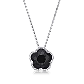 【中古】【輸入品・未使用】Lavari Jewelers ブラックオニキス マザーオブパール グリーン マラカイト ピンククォーツ グリーンオニキス キュービックジルコニア 5つの花び