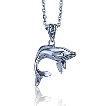 【中古】【輸入品・未使用】Whaleペンダントinスターリングシルバーon 18インチステンレススチールネックレス