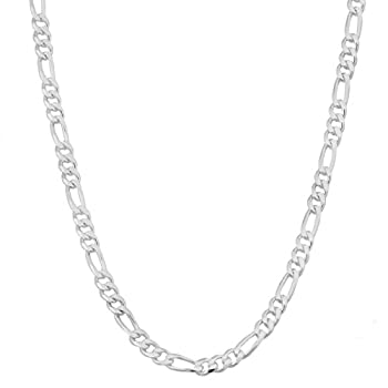 【中古】【輸入品・未使用】Kooljewelry メンズ イタリア製 スターリングシルバー ソリッドフィガロリンクチェーンネックレス (3mm)