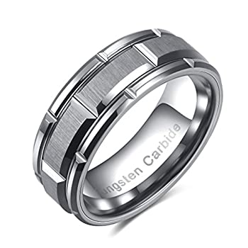 【中古】【輸入品・未使用】Castillna 8mm レンガ模様 タングステンリング 男性用