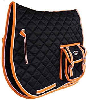 【中古】【輸入品・未使用】St. Charles 馬 キルト ブラック イングリッシュ サドル パッド トレイル 多目的ポケット 7298