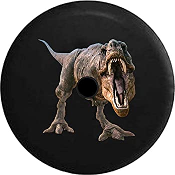 【中古】【インポート品・未当て嵌める】JL スペアタイヤカバー T-Rex ティラノサウルス・レックス 恐竜 運動場 うしろ押し写真機穴付き添い人 黒いこと 32in