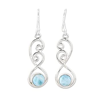 【中古】【輸入品・未使用】NOVICA Larimar .925スターリングシルバーピアス スカイスワール