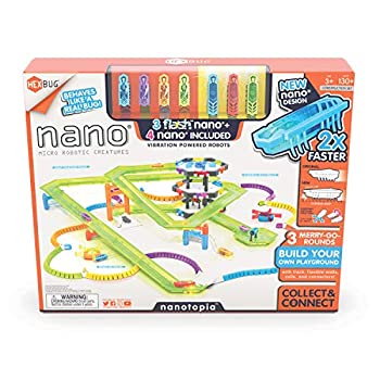 【中古】【輸入品・未使用】HEXBUG (ヘックスバグ) フラッシュナノナノトピア カラフルな知覚玩具セット 子供用 自分の遊び場を作る 130以上の部品、電池付き