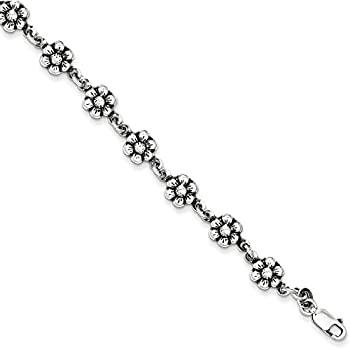 【中古】【輸入品・未使用】スターリングシルバー花ファンシーリンクブレスレット7?\