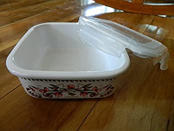 【中古】【インポート品・未当て嵌める】Portmeirion 6.69?\"四角四面記憶装置Jar w /鍵を掛ける蓋Botanic Garden Sweet Pea"