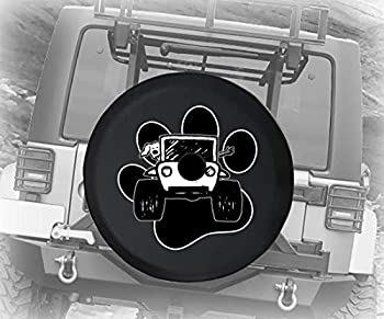 【中古】【輸入品・未使用】Driving with Dog 4x4 オフロード車&足跡プリント 荒い地形アドベンチャー 動物愛好家 JL スペアタイヤカバー バックアップカメラ穴付き ブラッ