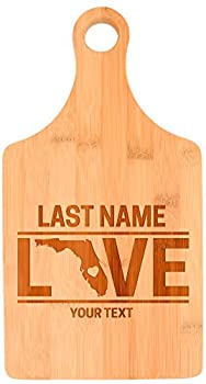 【中古】【輸入品・未使用】カスタムNewlywedsギフトLast Name State Pride Personalized竹カッティングボード Paddle Shaped ベージュ