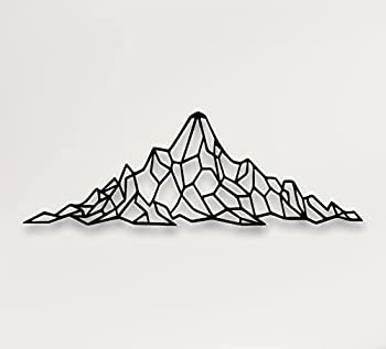 【中古】【輸入品・未使用】Mountain Wall Art - 幾何学的な山脈 - 3D壁シルエット メタル壁装飾 オフィス装飾 寝室 リビングルーム 装飾 彫刻 (ブラック、幅24インチ x 高