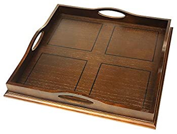 【中古】【輸入品・未使用】Mountain Woods ブラウン エクストララージ 高級木製サービングトレイ オットマン用 ハンドル付き 20インチ x 20インチ x 2.5インチ