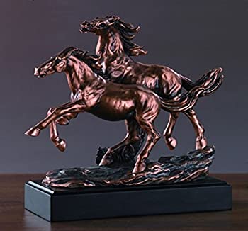 【中古】【輸入品・未使用】Marian Imports f53166?Two Horsesブロンズメッキ樹脂彫刻|スカイマーケットプラス