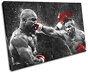 【中古】【輸入品・未使用】太字ブロックデザイン???Mike Tyson BoxingグランジスポーツSingleキャンバスアートプリントボックスフレーム壁吊り下げ???Hand Made In T
