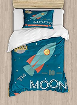 【中古】【インポート品・未当て嵌める】I Love You布団押しかぶせる仕掛けるby Ambesonne、恒星船Galaxy Stars Cosmos LoveテーマレトロInspirational Letters、かざり付ける寝具仕掛けるwithピロー、ダー