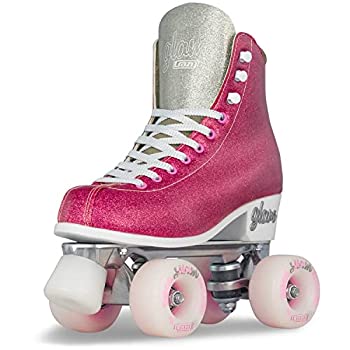 【中古】【輸入品・未使用】Crazy Skates グラムローラースケート | 調節可能または固定サイズ | グリッタースパークルクワッドスケート レディース ガールズ - ピンク (サ