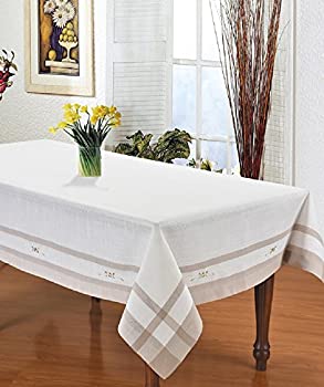 【中古】【輸入品・未使用】Royal Bedding ウィーンテーブルクロス 高級刺繍テーブルクロス トップディナーキッチンテーブルカバー 60 x 90インチ ベージュとトープ 16,455円