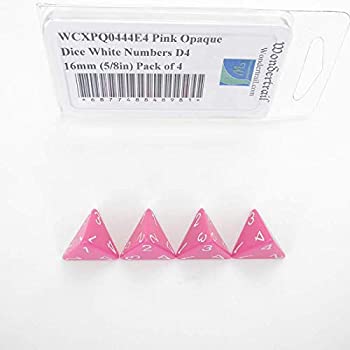 【中古】【輸入品・未使用】Wondertrailピンク不透明ダイス ホワイト数字 D4 約16mm (5/8インチ) 4個パック