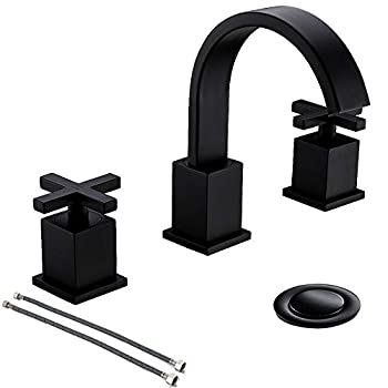 【中古】【インポート品・未当て嵌める】PHIESTINA 8in 2手持ち部分 3点 3穴 引っ敷き黒いこと 鉛無償性 幅ひろい 風呂場用水道の栓 風呂場シンク用水道の栓 金属元素製ポップアップ水抜き管と水生産ライン付き添い人 W
