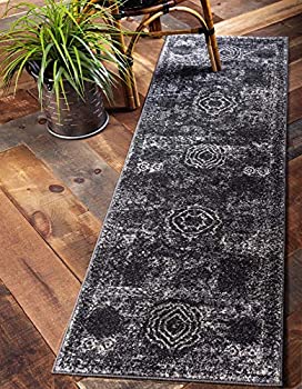 【中古】【輸入品・未使用】Rugs.com ドーバーコレクションラグ ? 8フィート ランナー ダークグレー ローパイルラグ 廊下や玄関に最適